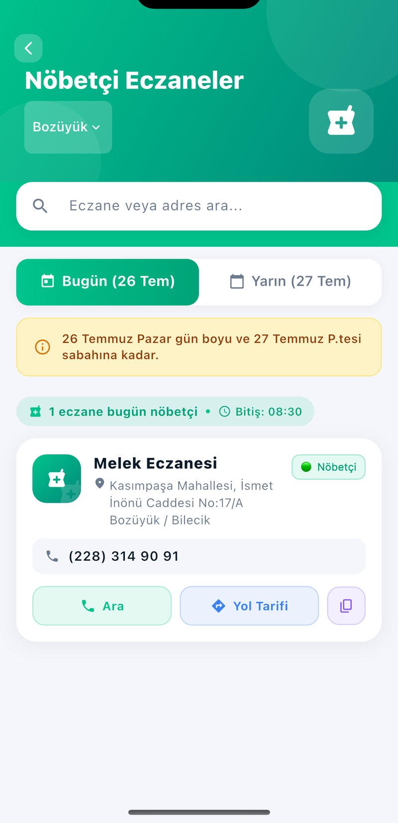 Onbir Nöbetçi Eczaneler