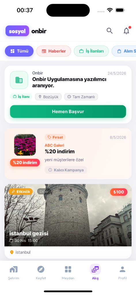Akış Ekranı - Onbir Uygulaması